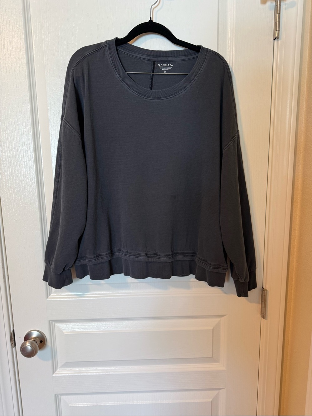 Athleta Dark Charcoal Crewneck Pullover Sweatshirt
